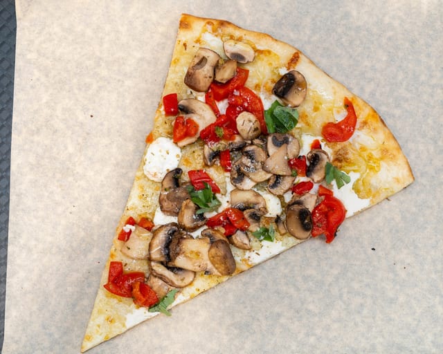 Mushroom, Roasted Peppers, Ricotta Slice.