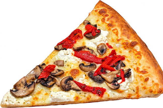 Mushroom, Roasted Peppers, Ricotta Slice.